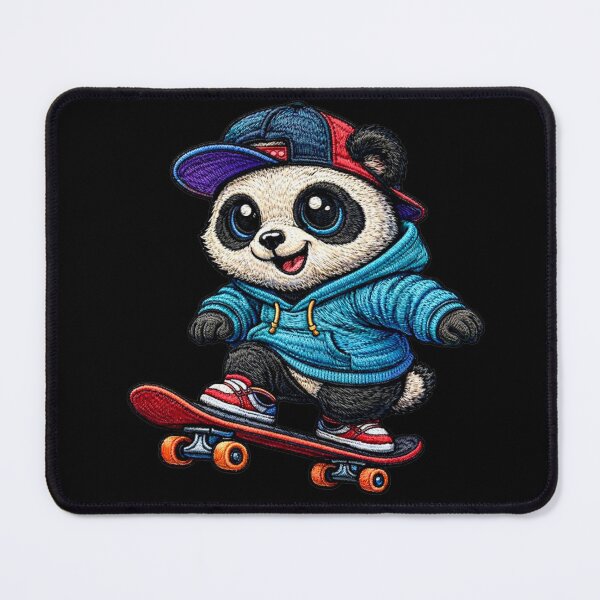 Item preview, Cute Chibi Panda Skateboarding – Kawaii Skater Panda Streetwear Embroidered Patch Style designed and sold by ColorSplash123.