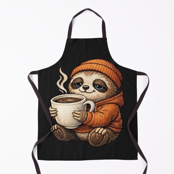 Item preview, Cute Chibi Sloth Coffee Lover – Kawaii Lazy Sloth With Coffee Embroidered Patch Style designed and sold by ColorSplash123.