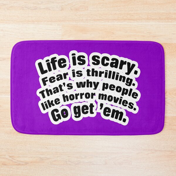Item preview, Life is scary fear is thrilling, purple background designed and sold by mntimg.