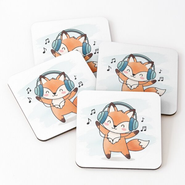 Item preview, Cute Fox Listening To Music – Kawaii Watercolor Animal Sticker designed and sold by MongOficial.