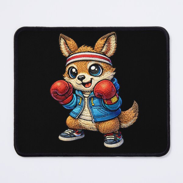Item preview, Cute Chibi Kangaroo Boxer – Kawaii Boxing Kangaroo Gym Embroidered Patch Style designed and sold by ColorSplash123.