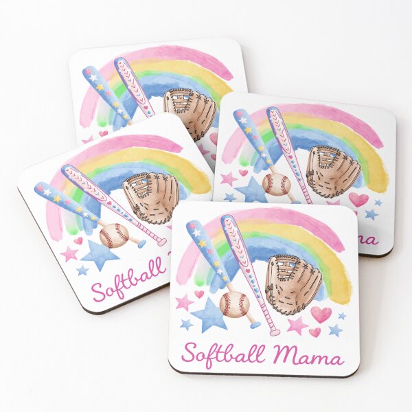 Artikelvorschau, Softball Mama Aquarell Regenbogen - Süße Sportmama Spieltag entworfen und verkauft von pixelspaperslab.
