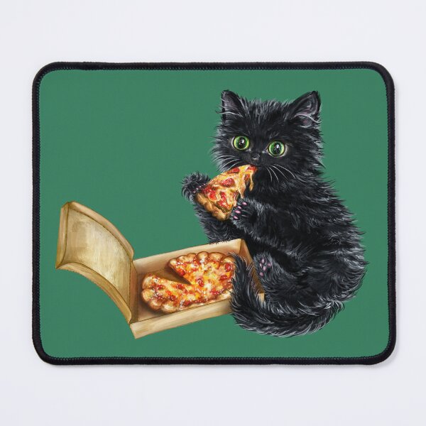 Item preview, Pizza Kitty: Black Kitten Eating a Slice designed and sold by Olivia Ossege.