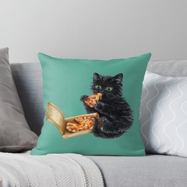 Item preview, Pizza Kitty: Black Kitten Eating a Slice designed and sold by Olivia Ossege.