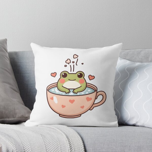 Item preview, Cute Frog in Teacup Hot Spring – Cozy Kawaii Frog Love Sticker designed and sold by StickersNPeels.