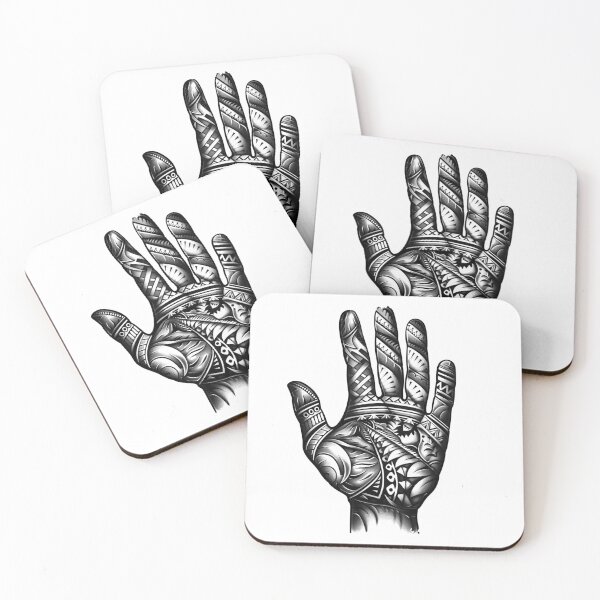 Item preview, Tribal Hand Tattoo Black & White – Polynesian Maori Pattern Palm Art designed and sold by inkoutninja.