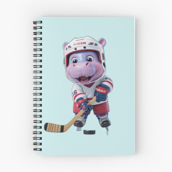Item preview, Hippo Ice Hockey Player On Ice Blue Background designed and sold by burbankdesigns.
