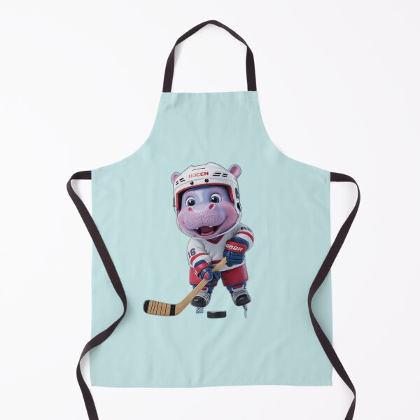 Item preview, Hippo Ice Hockey Player On Ice Blue Background designed and sold by burbankdesigns.