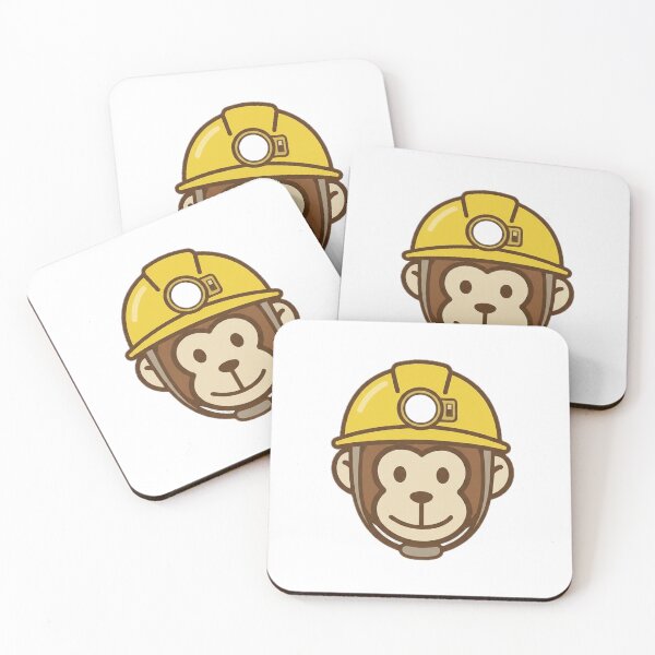 Item preview, Friendly monkey wearing a miner’s hard hat with headlamp. Perfect for miners, engineers and industrial workers. designed and sold by MyMonkeyMerch.