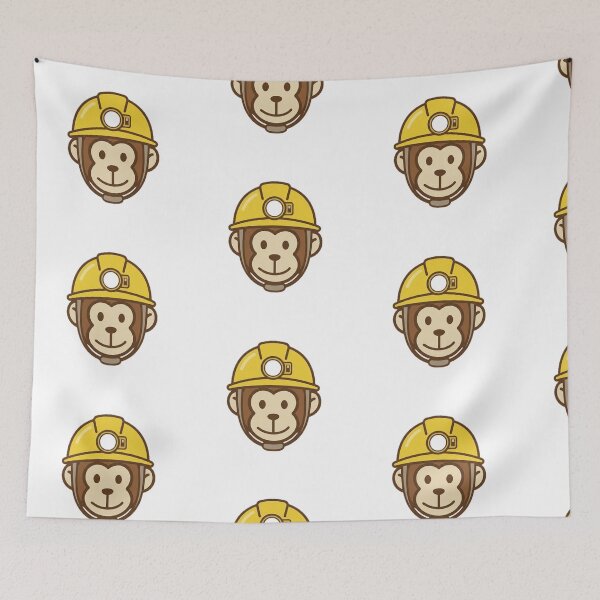 Item preview, Friendly monkey wearing a miner’s hard hat with headlamp. Perfect for miners, engineers and industrial workers. designed and sold by MyMonkeyMerch.
