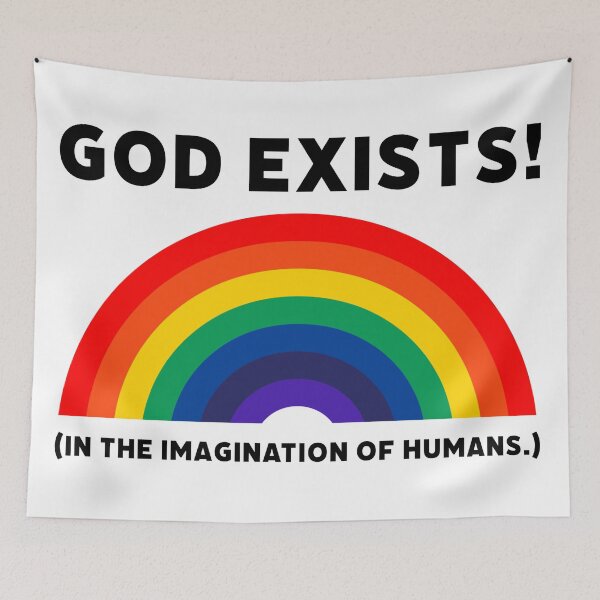 Item preview, God exists! (In the imagination of humans.) designed and sold by Rachel the Artist .