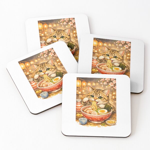 Item preview, cat eating ramen designed and sold by PasoaPaso2025.