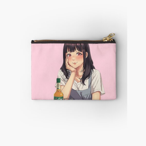 Item preview, Cute Tipsy Anime Girl Drinking Soju Retro Otaku Aesthetic Waifu designed and sold by ConfuseLab Alt.