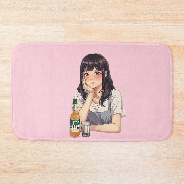 Item preview, Cute Tipsy Anime Girl Drinking Soju Retro Otaku Aesthetic Waifu designed and sold by ConfuseLab Alt.
