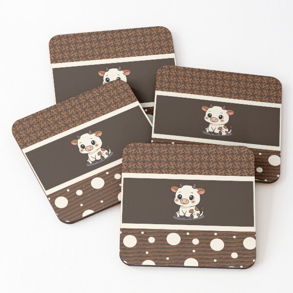 Item preview, Chibi Cute Brown White Cow 1 With Patterns designed and sold by CowlyCryptik.