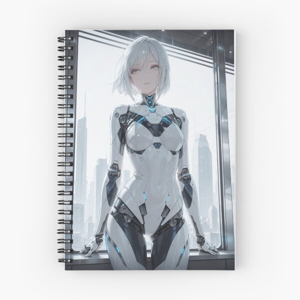 Item preview, Futuristic Cyborg Woman – White Android in the City designed and sold by SEIMEI2025.