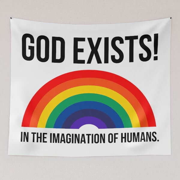 Item preview, God exists in the imagination of humans.  designed and sold by Rachel the Artist .