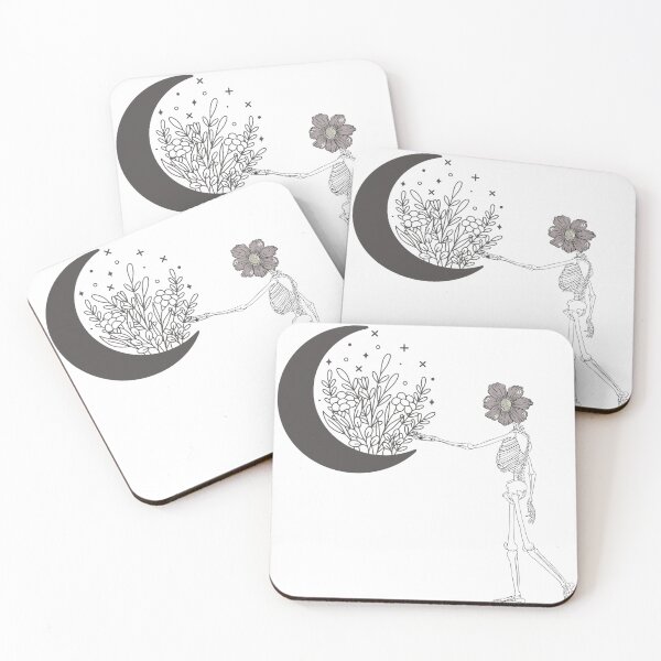 Item preview, Greyscale Bloom Skeleton - Mystic Moon Flower designed and sold by VibeArtShop.