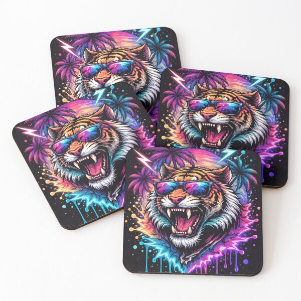 Item preview, Neon Jungle Tiger – Aesthetic Streetwear Graphic Design designed and sold by Prasuprasu.