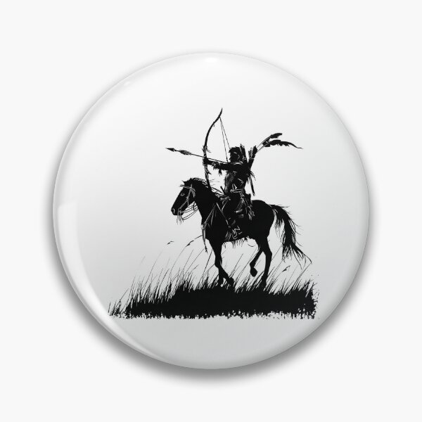 Item preview, Mounted Archer Silhouette – Horseback Bow Hunter Black Ink Minimal Warrior Art designed and sold by inkoutninja.