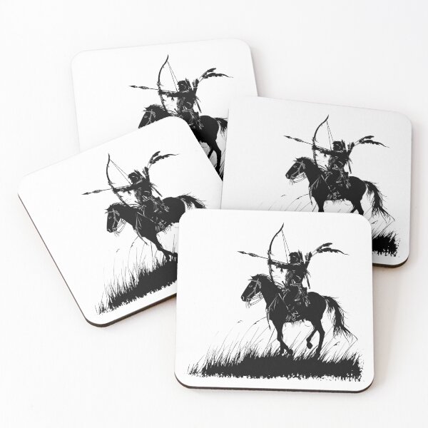 Item preview, Mounted Archer Silhouette – Horseback Bow Hunter Black Ink Minimal Warrior Art designed and sold by inkoutninja.