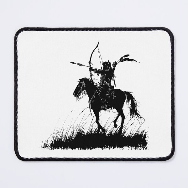Item preview, Mounted Archer Silhouette – Horseback Bow Hunter Black Ink Minimal Warrior Art designed and sold by inkoutninja.
