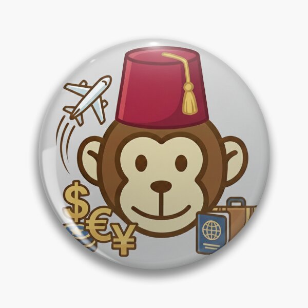 Item preview, Adventurous monkey with a fez, money bag and buzzing airplane. A fun design celebrating travel, wealth and adventure. designed and sold by MyMonkeyMerch.