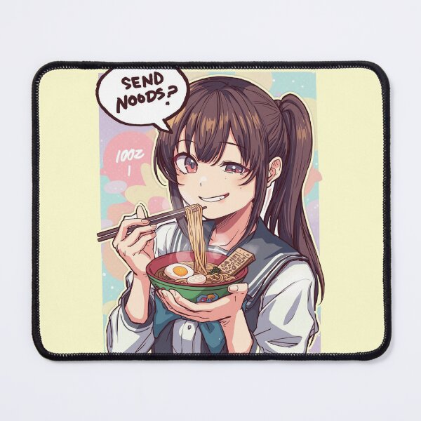 Item preview, Send Noods Funny Ramen Pun Cute Anime Girl Eating Noodles Retro Art designed and sold by ConfuseLab Alt.