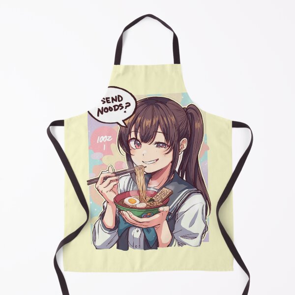 Item preview, Send Noods Funny Ramen Pun Cute Anime Girl Eating Noodles Retro Art designed and sold by ConfuseLab Alt.