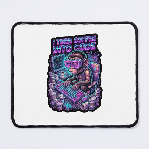 Item preview, Coffee Into Code - Cyberpunk IT Monkey designed and sold by HiruK.