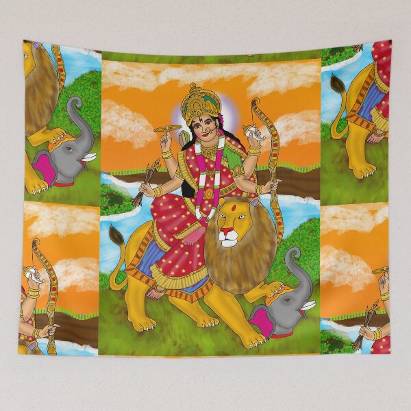Item preview, Goddess Jagaddhatri Divine Design – Hindu Shakti Art Illustration designed and sold by Harshit_Digital_Arts.