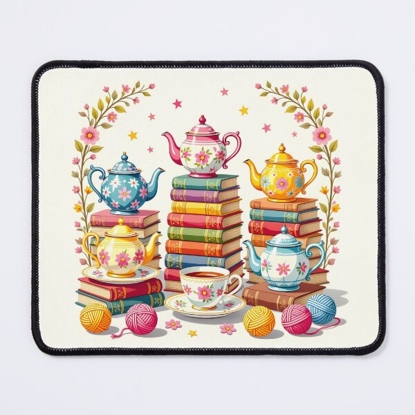 Item preview, Books,Tea Pots and Yarn Balls - Bookish Tea Lover Crafter designed and sold by Wiss2Arts.
