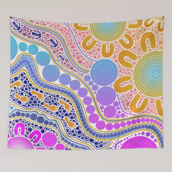 Item preview, Aboriginal Dot Painting Waterhole Pastel Urban designed and sold by AboriginalartVI.