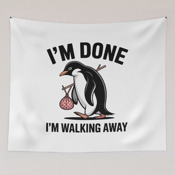 Item preview, Exhausted Penguin With Bindle - Sarcastic I'm Done Quoteme Art designed and sold by Mr-wow.