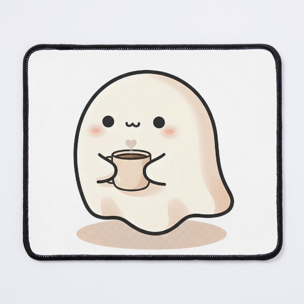 Item preview, Cute Ghost Drinking Coffee – Cozy Kawaii Ghost Art designed and sold by Biwbiwty.
