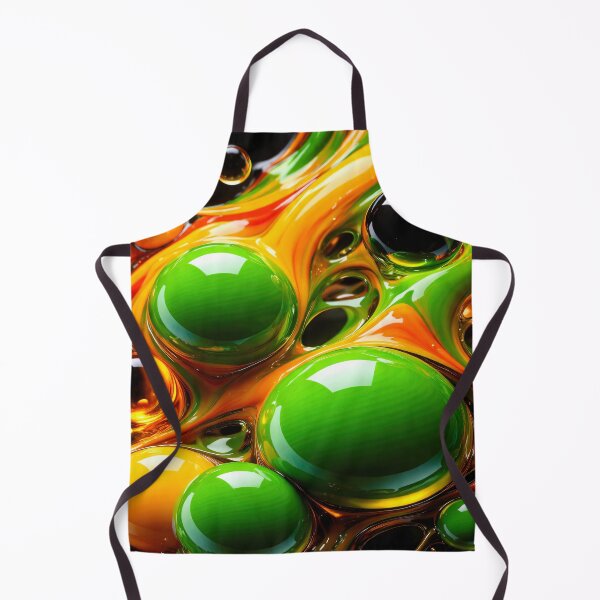Item preview, Glossy Neon Liquid Bubble Abstract – Green Orange Yellow Fluid Art designed and sold by Kaleidoscope Print.