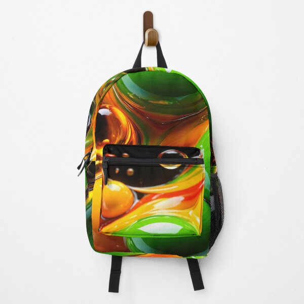 Item preview, Glossy Neon Liquid Bubble Abstract – Green Orange Yellow Fluid Art designed and sold by Kaleidoscope Print.