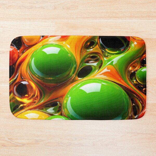 Item preview, Glossy Neon Liquid Bubble Abstract – Green Orange Yellow Fluid Art designed and sold by Kaleidoscope Print.
