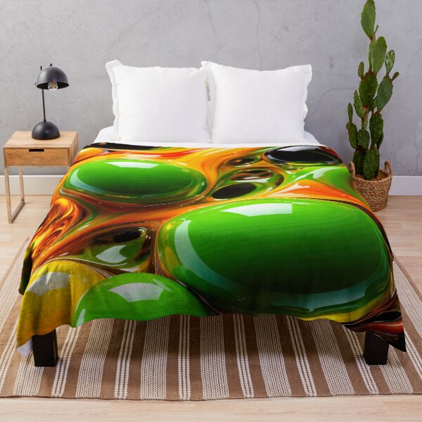 Item preview, Glossy Neon Liquid Bubble Abstract – Green Orange Yellow Fluid Art designed and sold by Kaleidoscope Print.