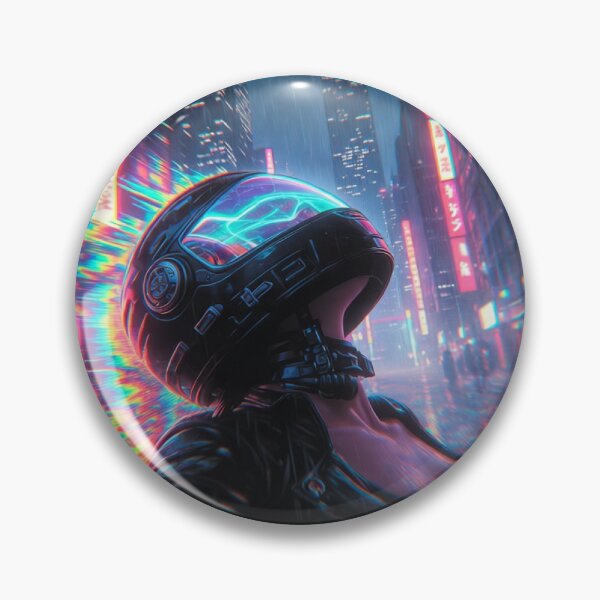 Item preview, Cyberpunk Neon Glitch Babe – Futuristic Helmet in Rainy Tokyo RGB Storm designed and sold by RadaQueen.