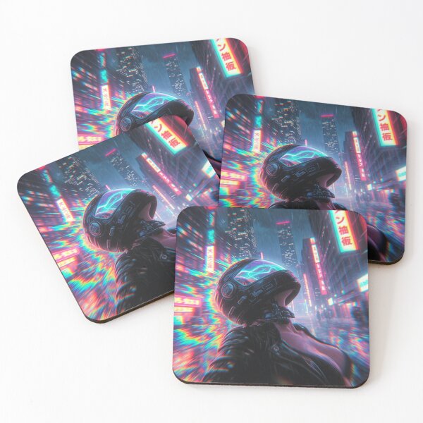 Item preview, Cyberpunk Neon Glitch Babe – Futuristic Helmet in Rainy Tokyo RGB Storm designed and sold by RadaQueen.