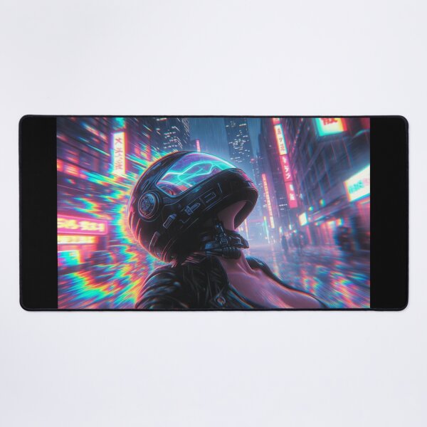 Item preview, Cyberpunk Neon Glitch Babe – Futuristic Helmet in Rainy Tokyo RGB Storm designed and sold by RadaQueen.