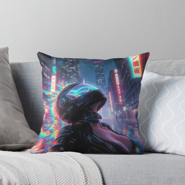 Item preview, Cyberpunk Neon Glitch Babe – Futuristic Helmet in Rainy Tokyo RGB Storm designed and sold by RadaQueen.