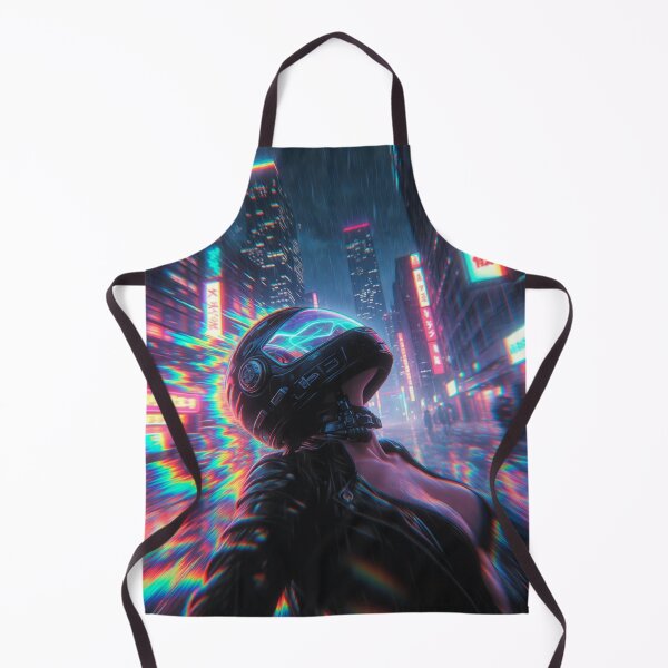 Item preview, Cyberpunk Neon Glitch Babe – Futuristic Helmet in Rainy Tokyo RGB Storm designed and sold by RadaQueen.