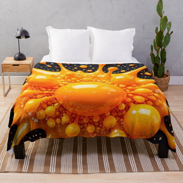 Item preview, Orange Liquid Splash Abstract – Glossy Bubble Burst on Black designed and sold by Kaleidoscope Print.
