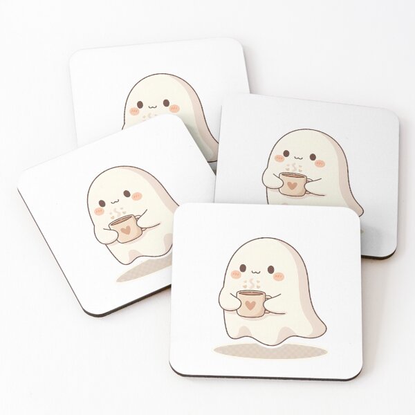 Item preview, Cute Ghost With Coffee – Cozy Kawaii Ghost Illustration designed and sold by Biwbiwty.