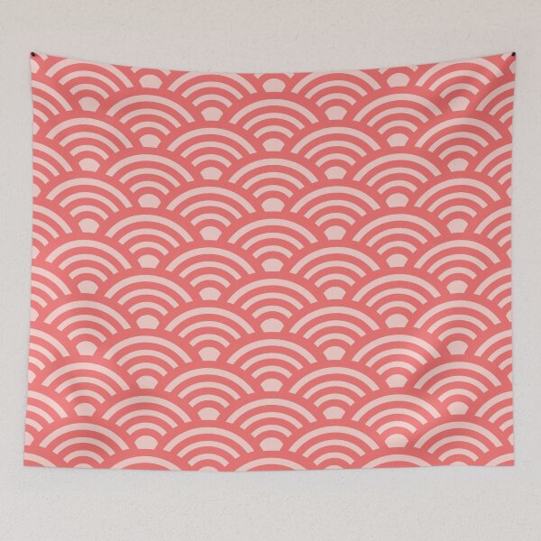 Item preview, Coral and Peach Japanese Seigaiha waves designed and sold by Home Cyn Home.