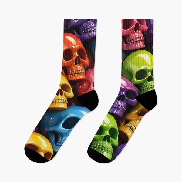 Item preview, Colorful Pop Art Skulls Pattern – Glossy Neon Gothic Wall Collage designed and sold by Kaleidoscope Print.
