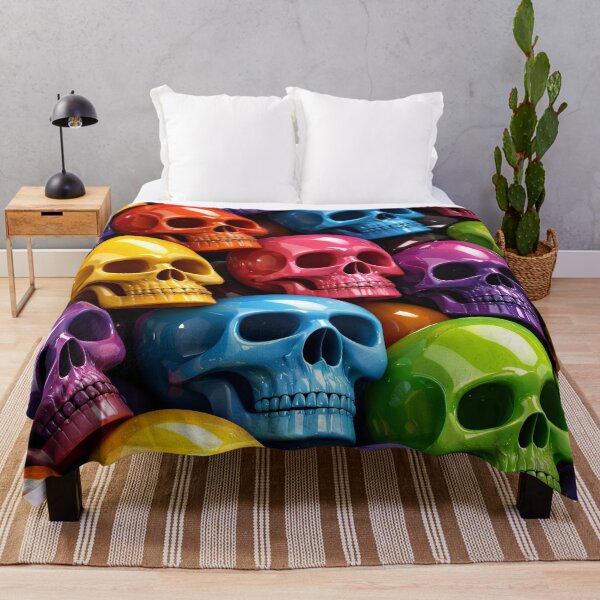 Item preview, Colorful Pop Art Skulls Pattern – Glossy Neon Gothic Wall Collage designed and sold by Kaleidoscope Print.
