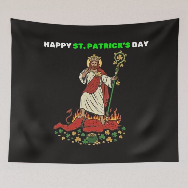 Item preview, St. Patrick's Day | Jesus defeating Satan  designed and sold by UnboundFull.